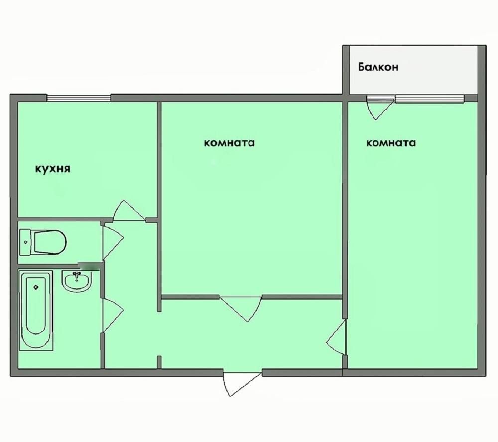План 3х комнатной квартиры в панельном доме 9 этажей